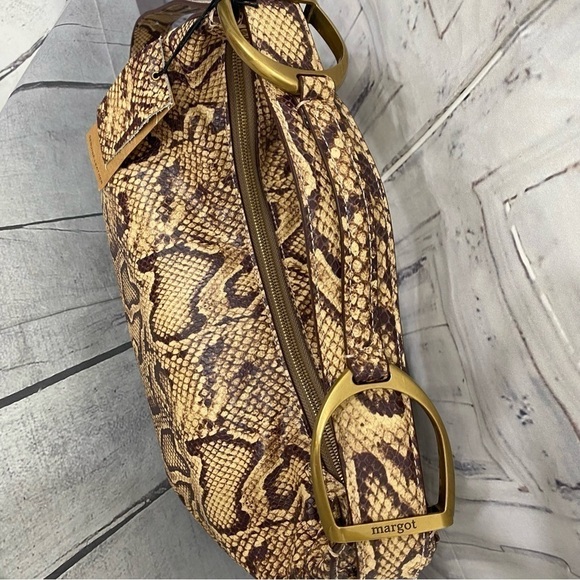 Margot Alexandra Stirrup Snake Natural Python Leather Hobo Shoulder Bag Purse - Picture 4 of 16